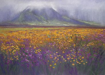 Crater Gold - Wildflowers at Ngorongoro Crater by Angela Drysdale