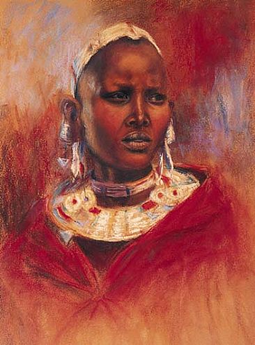 Nata - Ngorongoro - Portrait of a young Maasai Woman by Angela Drysdale