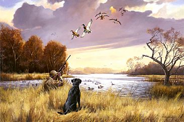 The Sky is the Limit - Mallard Hunting Scene by Larry Chandler