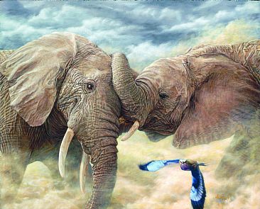Dust Up - Elephants by Dennis Curry