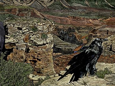 Enjoying the View - Raven on the south rim of the Grand Canyon by Rick Wheeler