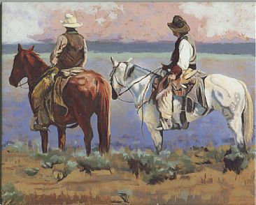 Purple Sage on Tile - Western, horses, cowboy, tile by Craig Magill