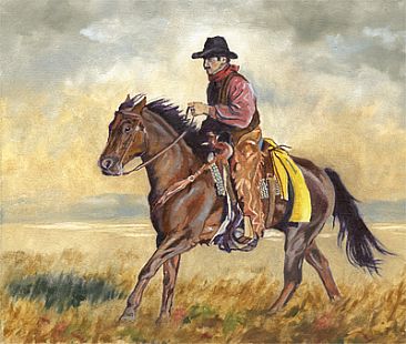 Riding Through - cowboy, horse,western by Craig Magill