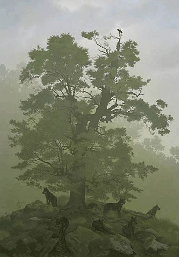 The old Tree - Wolves by Hans Kappel