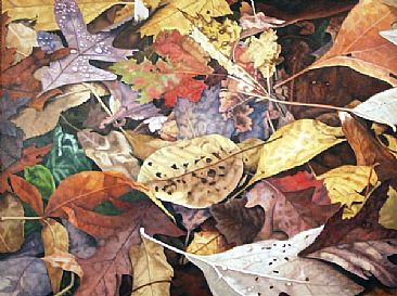 Leaves with Dew - Autumn leaves with Dew by  Harlan