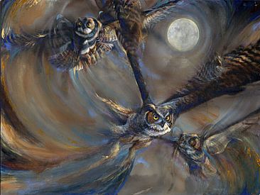 Moon Dancer - Great Horned Owl by Laura Mark-Finberg