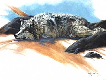 A Little Shelter- Wolf - Wolf by Leslie Kirchner
