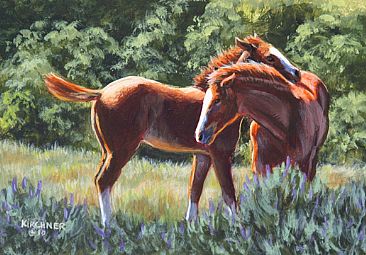 Best Little Friends - Two horse foals by Leslie Kirchner