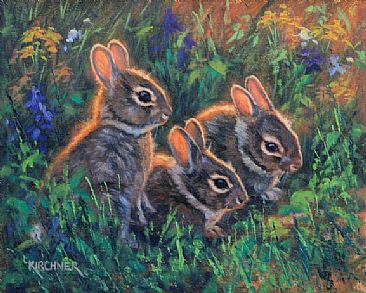 The Safe Spot - Baby Rabbits by Leslie Kirchner