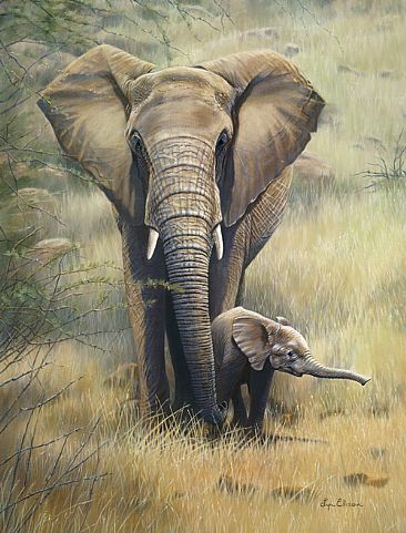 Brave Venturer - African Elephants by Lyn Ellison