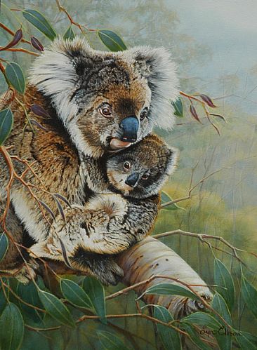 Hold On Tight - Koala and joey by Lyn Ellison