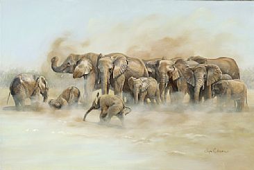Joy in Simple Pleasures 1 - African Elephants by Lyn Ellison