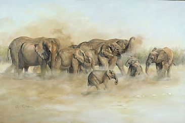 Joy in Simple Pleasures 2 - African Elephants by Lyn Ellison