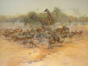 Oh! Africa - African wildlife at a waterhole by Lyn Ellison