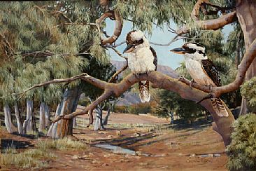 Outback Afternoon - Kookaburras by Lyn Ellison