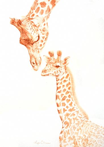 Tenderness - Giraffes by Lyn Ellison