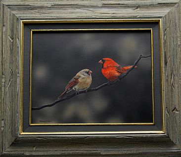 Crimson Ties - Northern cardinals by Raymond Easton