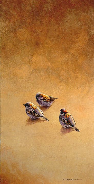 House Sparrow Study - House sparrows by Raymond Easton