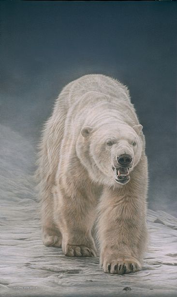 On Thin Ice - Polar Bear - Original Acrylic Painting has been sold. Limited edition giclée watercolour paper print of On Thin Ice - Polar Bear  is available for $199.00 framed. by Michael Pape