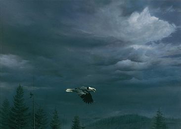 Through the Storm - Bald Eagle - Original Acrylic Painting has been sold. Limited edition giclée canvas print is available for $599.00 framed. by Michael Pape