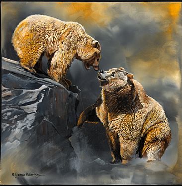 Confrontation - Grizzly bears by Pollyanna Pickering