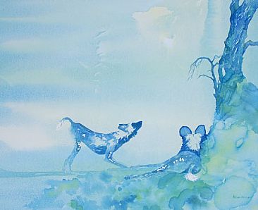 Time To Rise - Painted Dogs (African Wild Dogs) by Alison Nicholls