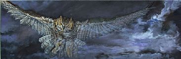 Spirit of the Night - Owl in Flight by Karin Snoots