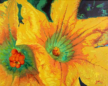 Summer Harvest - Summer Squash Blossoms by Karin Snoots