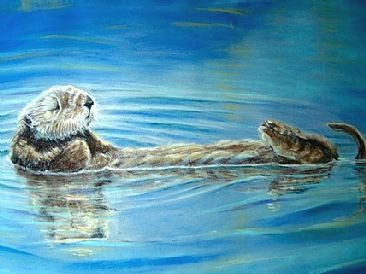 Basking - Sea Otter by Anne Barron