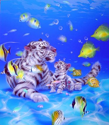 Mother Ocean 2 - White tiger, Fish by Kentaro Nishino