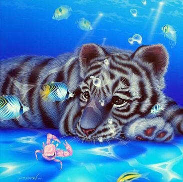 Mother Ocean 7 - White tiger, Fish by Kentaro Nishino