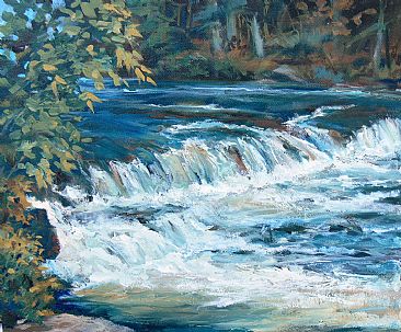Furnace Falls - waterfall in autumn by RoseMarie Condon