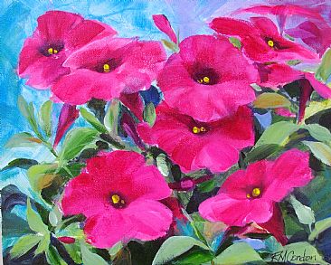 Pretty in Pink - Petunias by RoseMarie Condon