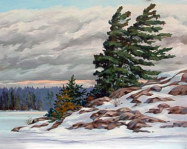 LaCloche in White - winter, island, trees, La Cloche by RoseMarie Condon