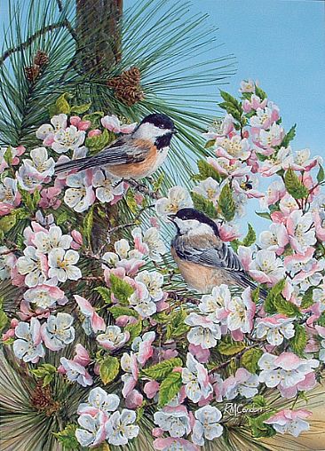 Spring Chickadees - Chickadees by RoseMarie Condon