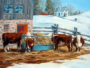 Sunny Brunch - Barnyard in winter by RoseMarie Condon