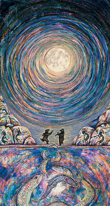 Heaven and Mirth - The denizens of earth dancing mirthfully under the aura of a full moon by Parks Reece