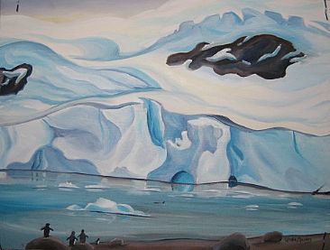 Watching the Glaciers with the Penguins - Antarctica Glaciers by Linda Dawn Lang