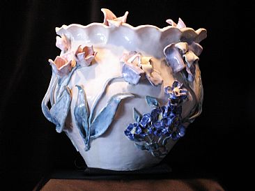 Spring Time - Floral Vase  One of a Kind by Reggie Correll
