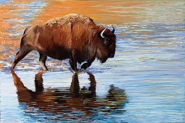 Bison Crossing - Bison by Patsy Lindamood
