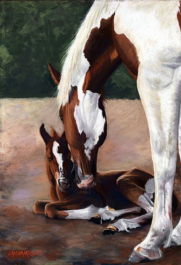 Maternal Moment - Mare and foal by Patsy Lindamood