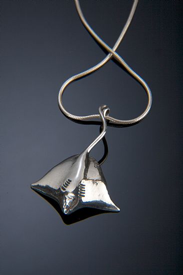 Spotted Eagle Ray pendant (silver shown) - Spotted Eagle Ray by Rick Geib