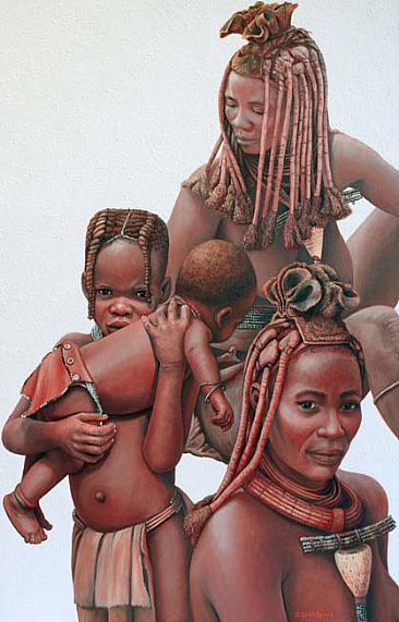 In Her Hands 2 - Himba Women and Children by Judy Scotchford