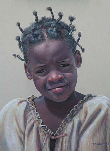 Shy - Young Herero girl, Okahandja by Judy Scotchford