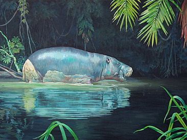 Pygmy Hippopotamus - Hexaprotodon liberiensis by Ji Qiu