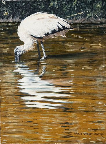 Wood Stork Reflections - Wood Stork by Suzie Seerey-Lester