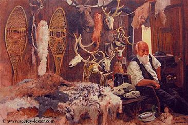 The Trapper's Shack - Figurative & Nostalgic Paintings by John Seerey-Lester