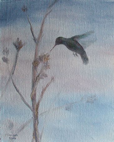 Nectar - hummingbird in flight by Sunny Franson