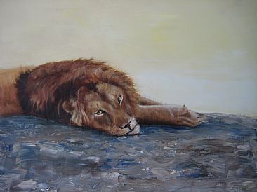 Can't a guy take a break? - African lion by Gloria Chadwick