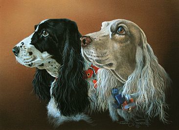 Domino and Lilly. (Sold) - Cocker Spaniels. by David Prescott